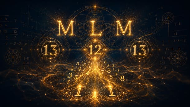 Буквы M L M и числа 13 12 13, складывающиеся в мастер-число 11 и цифру 2